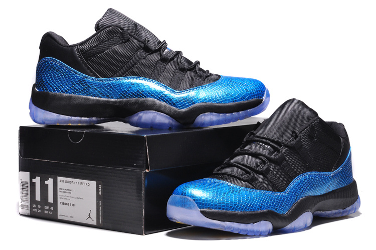 Nike Jordan 11 Low Basketball Shoes Black Blue Yellow