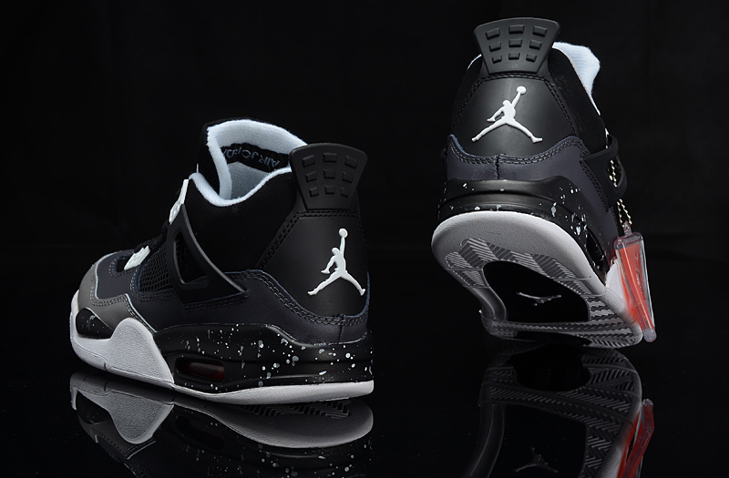 2014 Retro Jordan 4 Oreo Black Grey Shoes