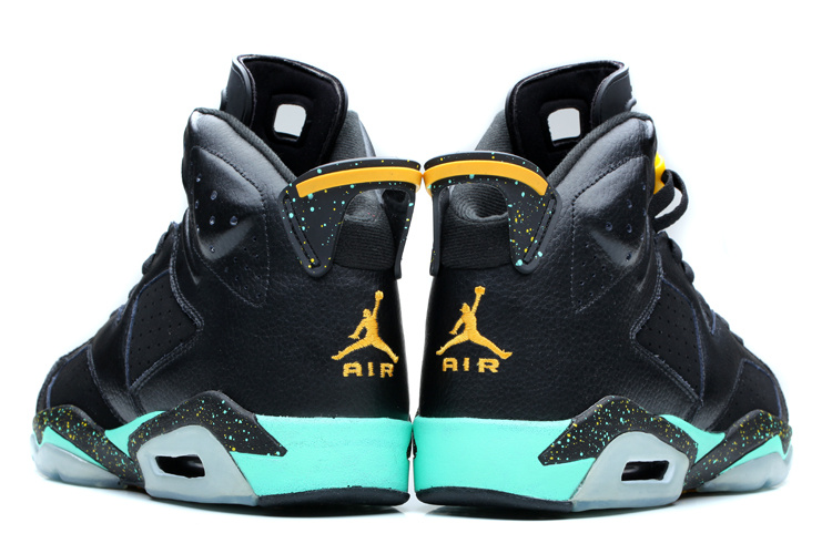 Nike Womens Jordan 6 Retro Black Green Yellow Shoes