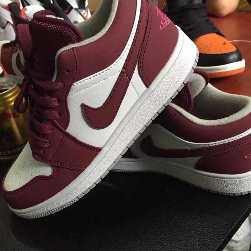 2015 Nike Air Jordan 1 Retro White Wine Red Shoes