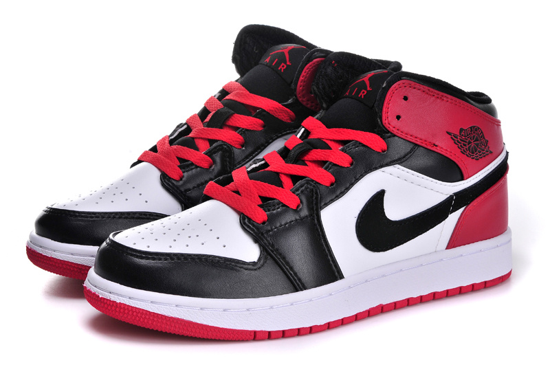 Nike Air Jordan 1 Womens Basketball Shoes Black Red White