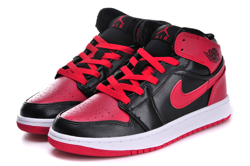 Nike Air Jordan 1 Womens Basketball Shoes Red Black White