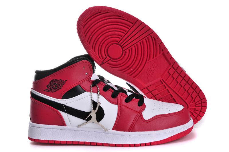 Nike Air Jordan 1 Womens Basketball Shoes Red White Black