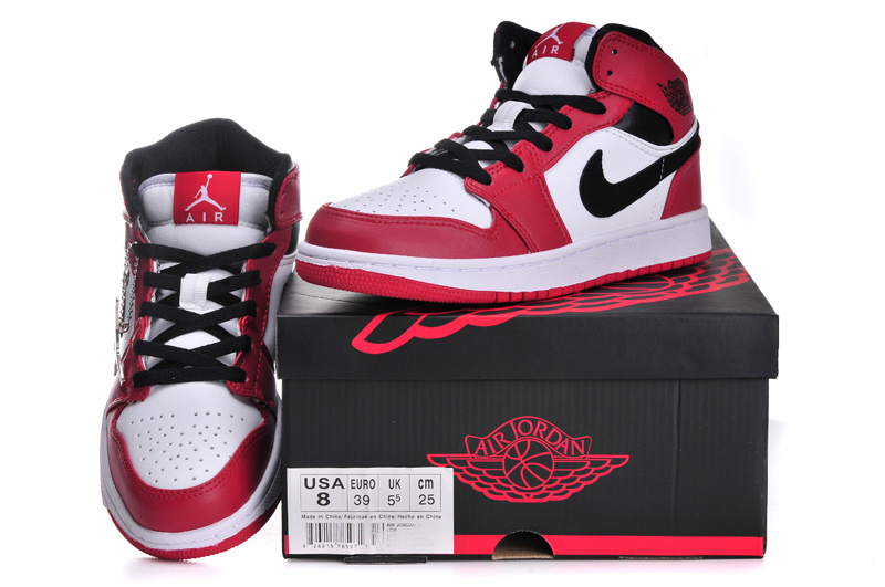 Nike Air Jordan 1 Womens Basketball Shoes Red White Black