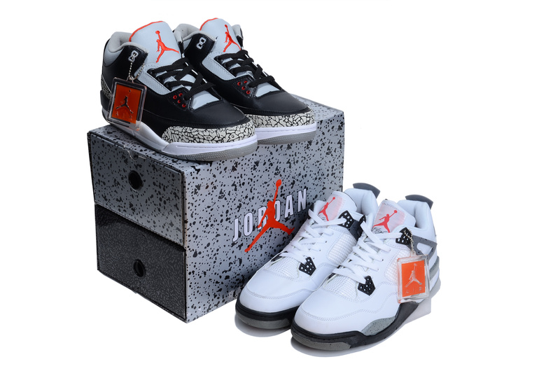 Air Jordan 3 Black Grey Cement Jordan 4 White Black Combine Package Shoes