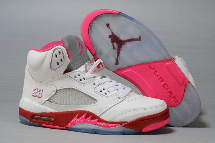 Air Jordan 5 Retro Shoes White Red For Women