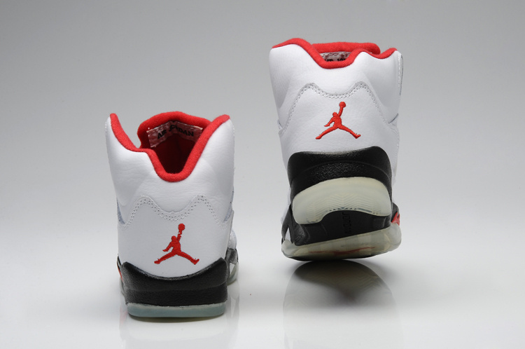 Air Jordan 5 Shoes White Black Red For Women