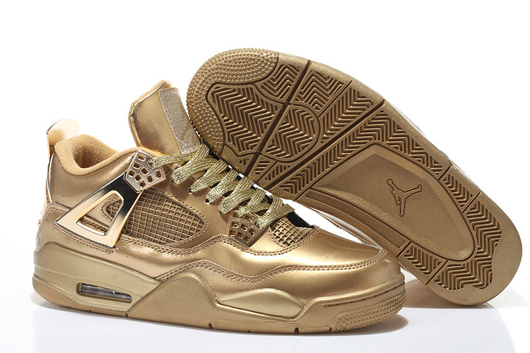 2015 All Gold Nike Air Jordan 4 Shoes 