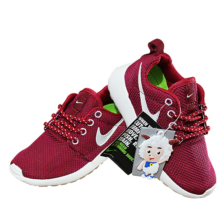 Kids Nike Roshe Run Wine Red White Shoes