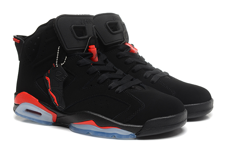 Women Jordan 6 Basketball Shoes Black Red