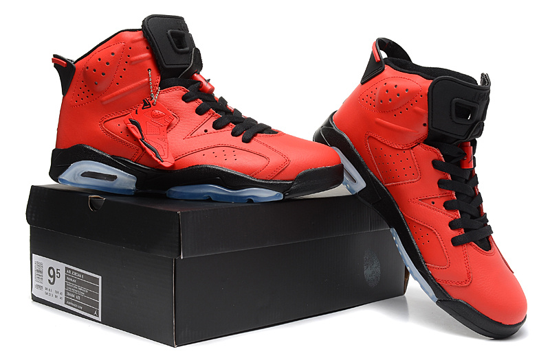 Women Jordan 6 Basketball Shoes Red Black