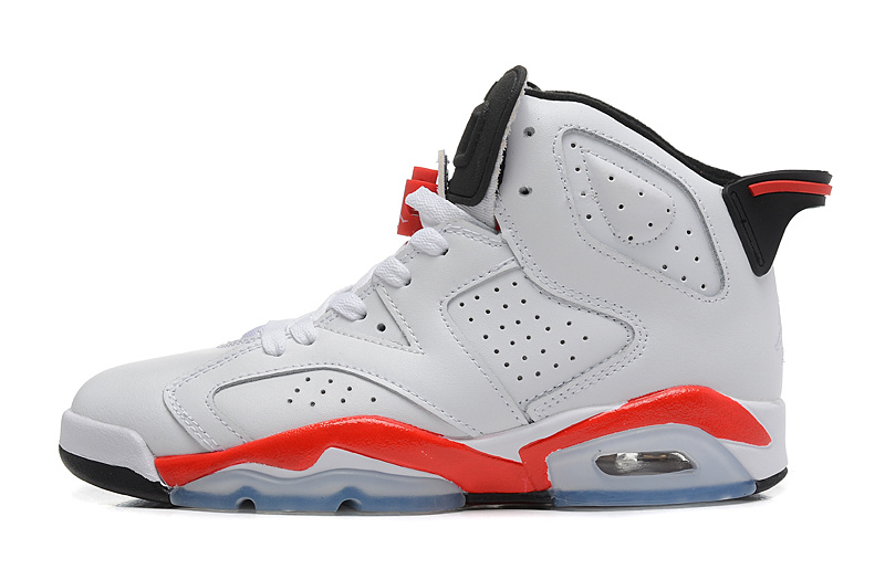 Women Jordan 6 Basketball Shoes White Red Shoes