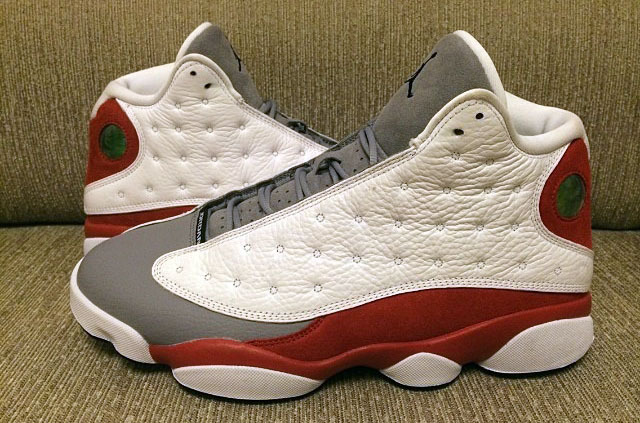 New Air Jordan 13 Retro White Grey Wine Red Shoes