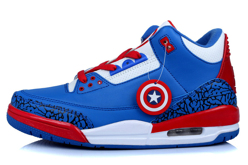 New Air Jordan 3 Retro Captain America Edition Blue White Red Shoes