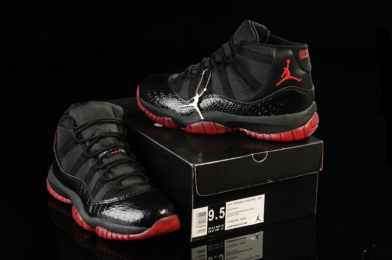 2014 Nike Air Jordan 11 Retro Black Red Snakeskin Shoes