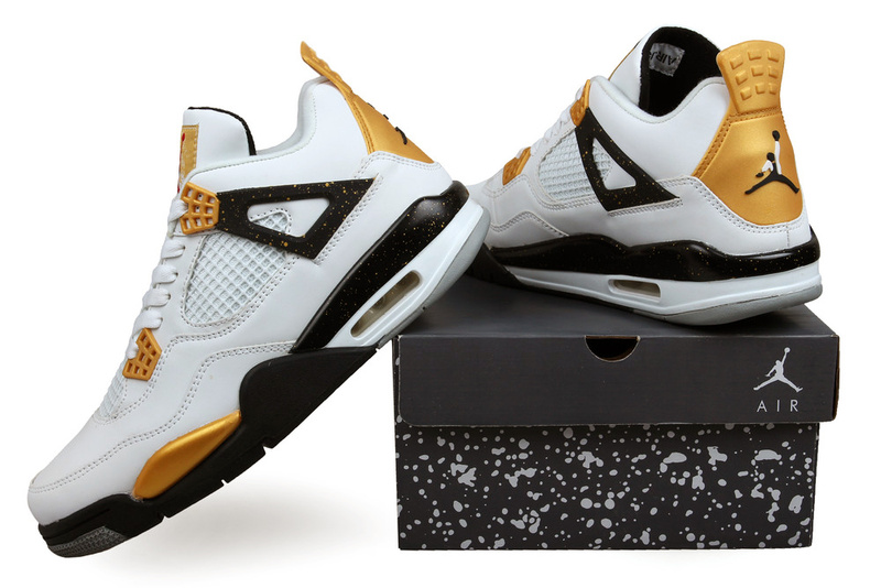 New Jordan 4 Retro White Yellow Black Shoes