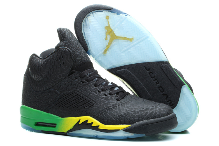 New Nike Air Jordan 5 Retro Burst Crack Shoes Black Green Yellow