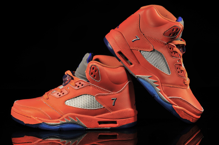 New Nike Air Jordan 5 Retro Orange Red Blue Shoes