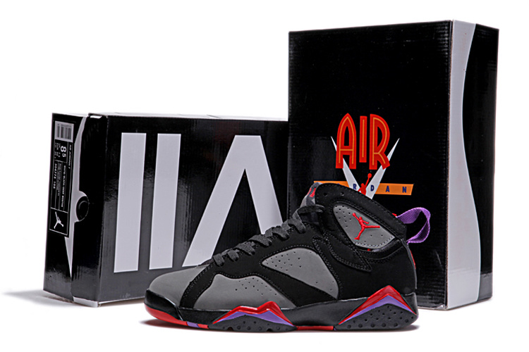 New Nike Jordan 7 Retro Black Grey Red Shoes