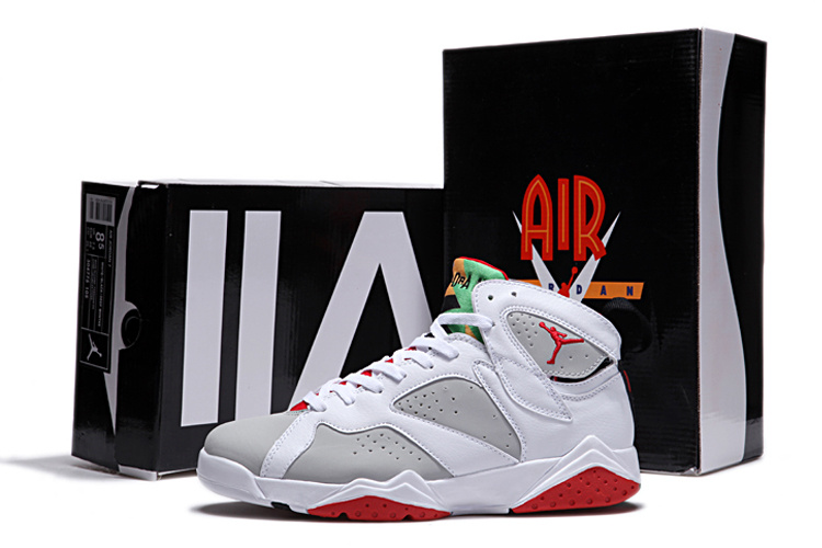 New Nike Jordan 7 Retro White Grey Red Shoes