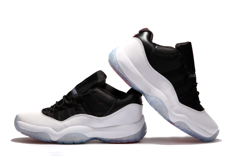 2014 Nike Air Jordan 11 Low Black White Blue Sole Shoes