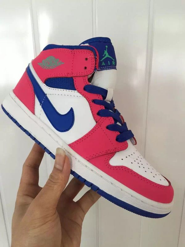 New Women's Nike Air Jordan 1 Pink Blue White Shoes