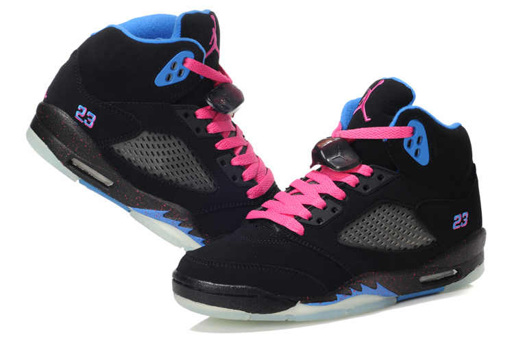 Women's Nike Jordan 5 South Beach Edition Black Pink Blue Shoes