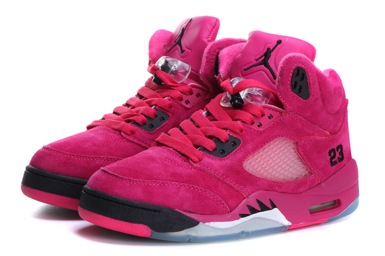 Women's Nike Jordan 5 Suede Pink Black Shoes