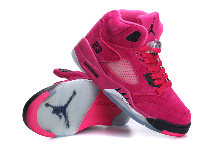 Women's Nike Jordan 5 Suede Pink Black Shoes