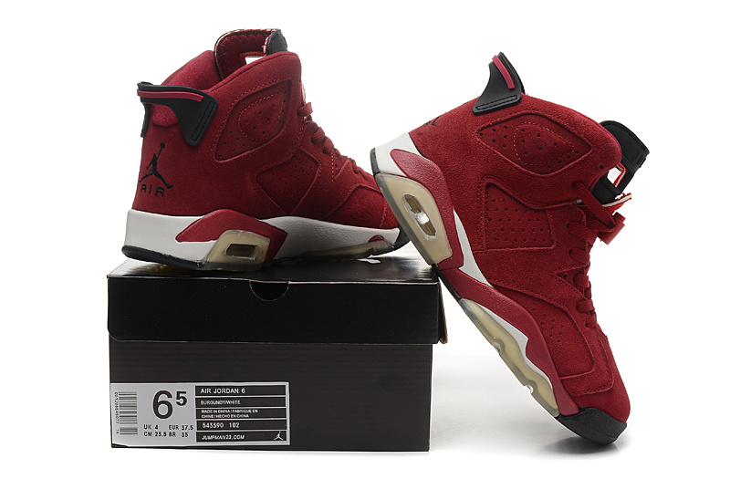 Women's Nike Jordan 6 Dark Wine Red White Shoes