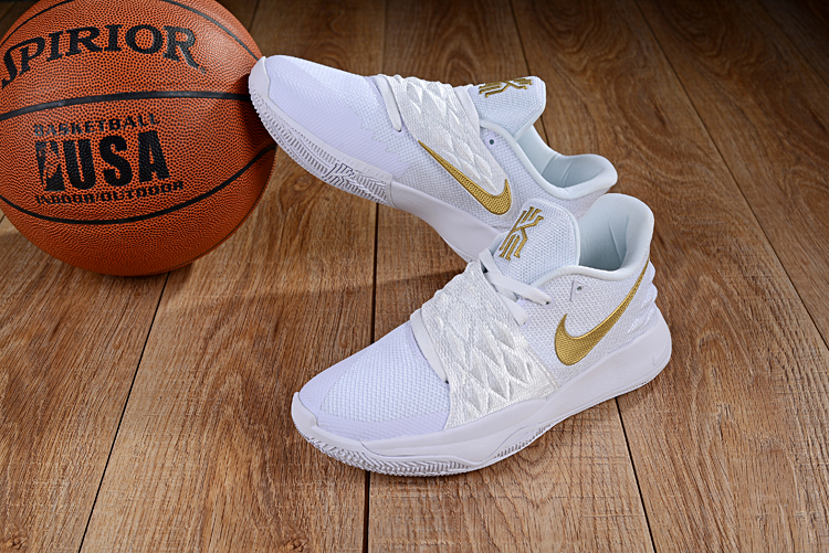 kyrie 4 low white and gold