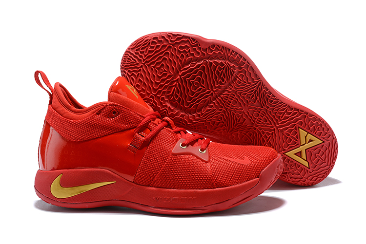 Nike PG 2 All Red Gold Logo Basketball 