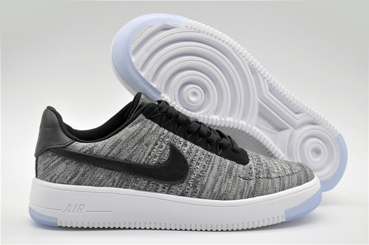 Nike Air Force 1 Flyknit Light Grey Black Shoes