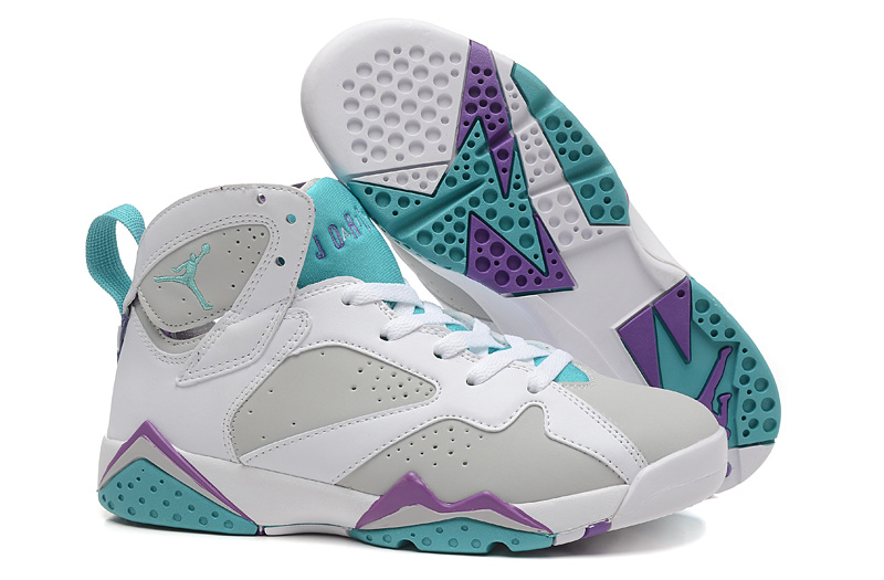 Painted Eggshell Air Jordan 7 White Grey Green For Women