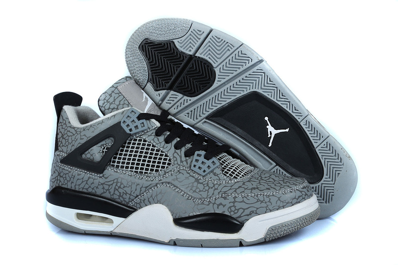 Retro Jordan 4 Temporal Rift by Grey Black White Shoes