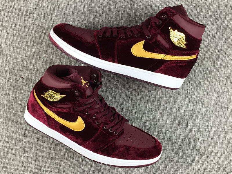 Women Nike Air Jordan 1 High Velvet Night Maroon Shoes