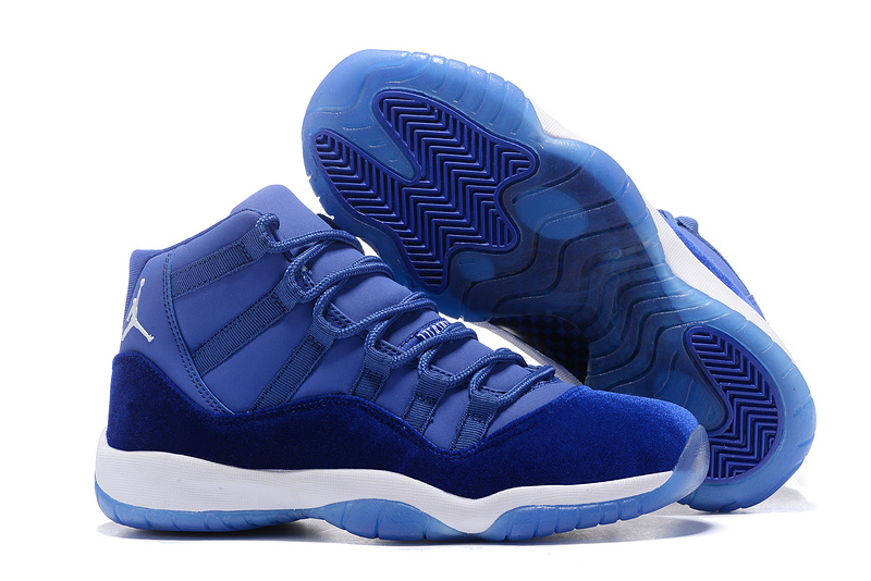 Women Nike Air Jordan 11 Velvet Royal Blue White Shoes