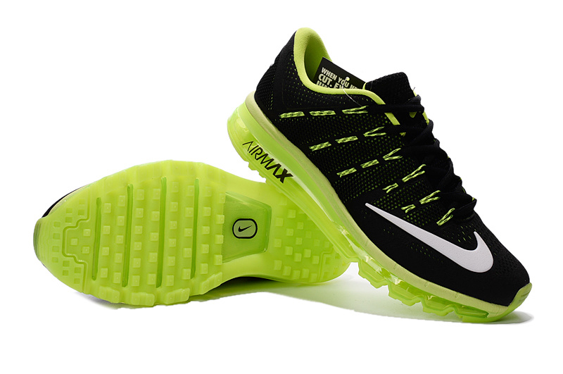Women Nike Air Max 2016 Black Fluorscent Green Shoes