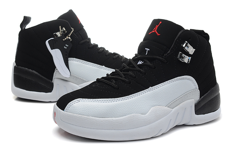 Nike Air Jordan 12 Black White Shoes For Women