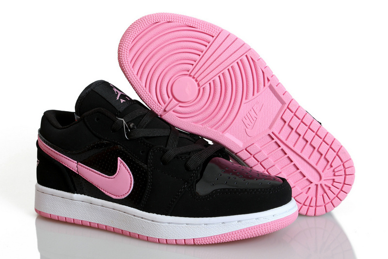 Nike Jordan 1 Low Basketball Shoes For Women Black White Pink