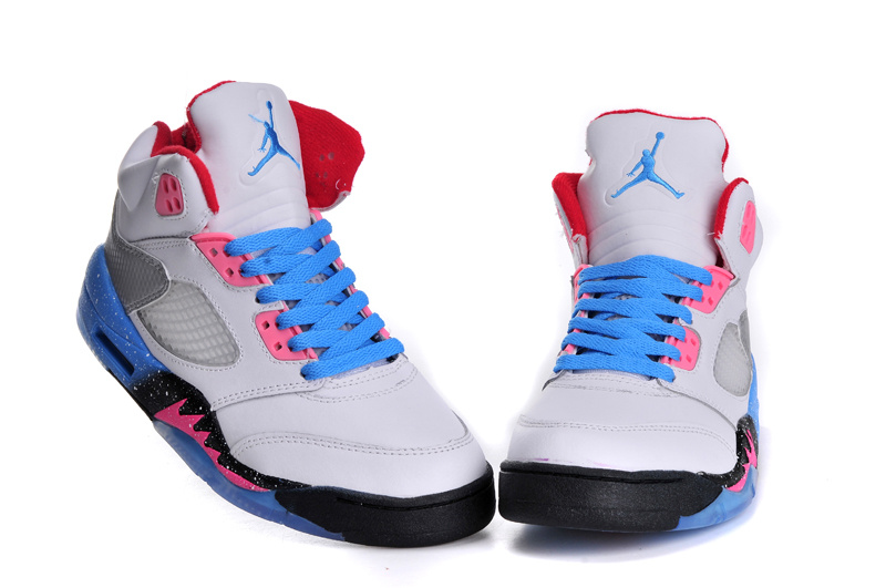 Nike Jordan 5 Miami Shoes For Women White Blue Pink