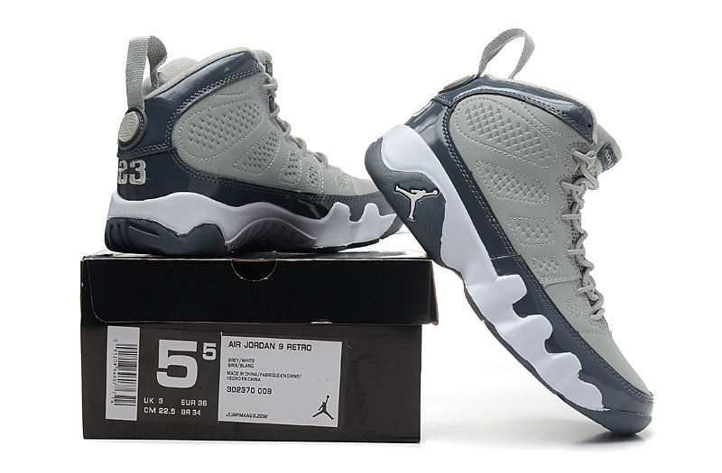 Nike Jordan 9 Grey Black White Shoes For Women