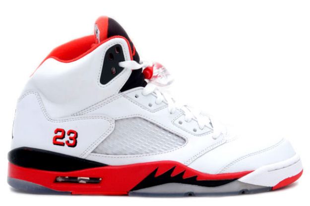 nike jordan 5 retro white fire black red black shoes