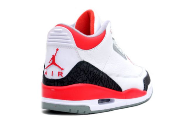 real nike jordan 3 white fire red cement grey shoes